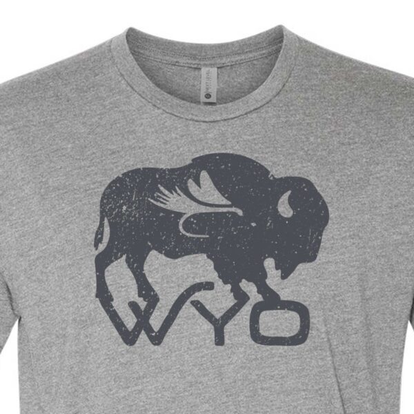 Shop Wyoming Wyo Fly Bison Logo Tee – Heather Gray