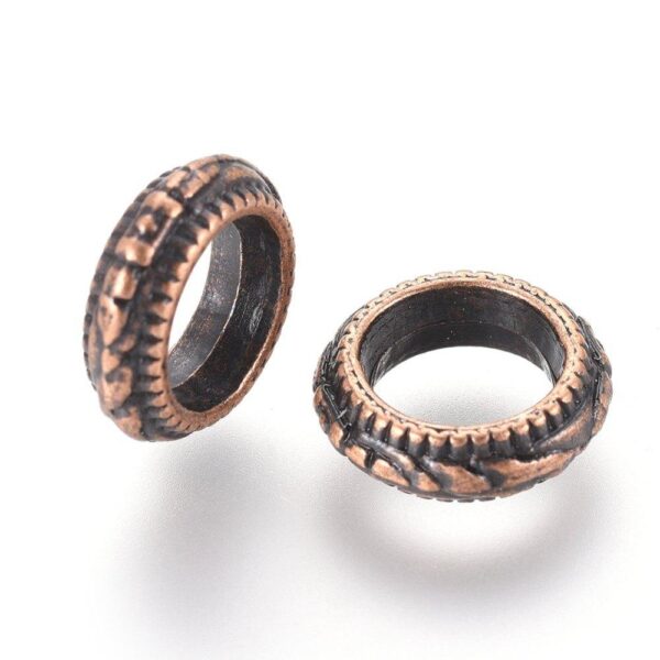 Shop Wyoming 11x4mm Floral Textured Copper Rondelle Spacer Beads Rings 15ct