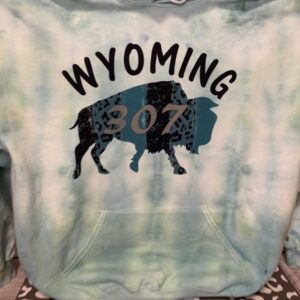 Shop Wyoming Turquoise Tie Dyed Wyoming Buffalo Hooded Sweatshirt