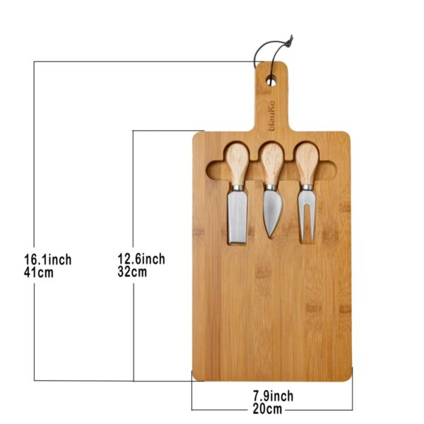 Shop Wyoming Bamboo Cheese Board and Knife Set – 12×8 inch Charcuterie Board with Magnetic Cutlery Storage – Wood Serving Tray with Handle