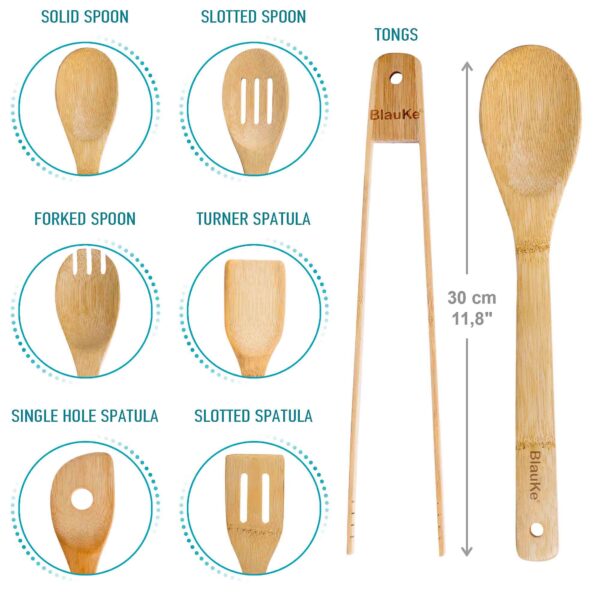 Shop Wyoming Wooden Spoons for Cooking 7-Pack – Bamboo Kitchen Utensils Set for Nonstick Cookware