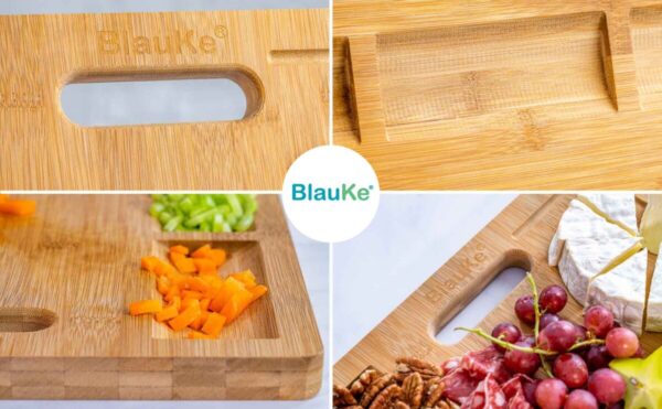 Shop Wyoming Extra Large Bamboo Cutting Board – 17×12.5 inch Wood Cutting Board for Meat, Cheese, Veggies – Wood Serving Tray with Juice Groove and 3 Compartments