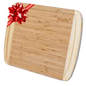 Shop Wyoming Large Wood Cutting Board for Kitchen 14×11 inch – Bamboo Chopping Board with Juice Groove – Wooden Serving Tray