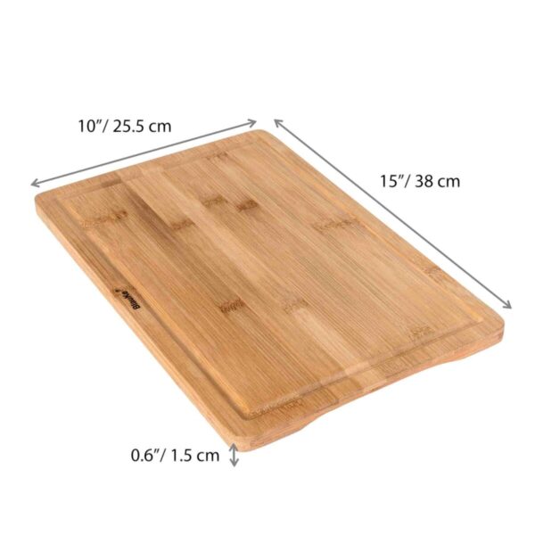 Shop Wyoming Wood Cutting Board for Kitchen 15×10 inch – Wooden Serving Tray – Large Bamboo Chopping Board with Juice Groove and Handles