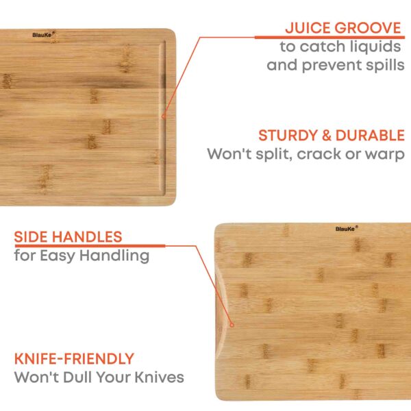 Shop Wyoming Wood Cutting Board for Kitchen 15×10 inch – Wooden Serving Tray – Large Bamboo Chopping Board with Juice Groove and Handles