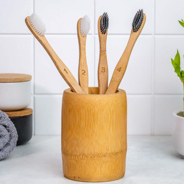 Shop Wyoming Bamboo Toothbrush Set 4-Pack – Bamboo Toothbrushes with Soft Bristles for Adults – Eco-Friendly, Biodegradable, Natural Wooden Toothbrushes