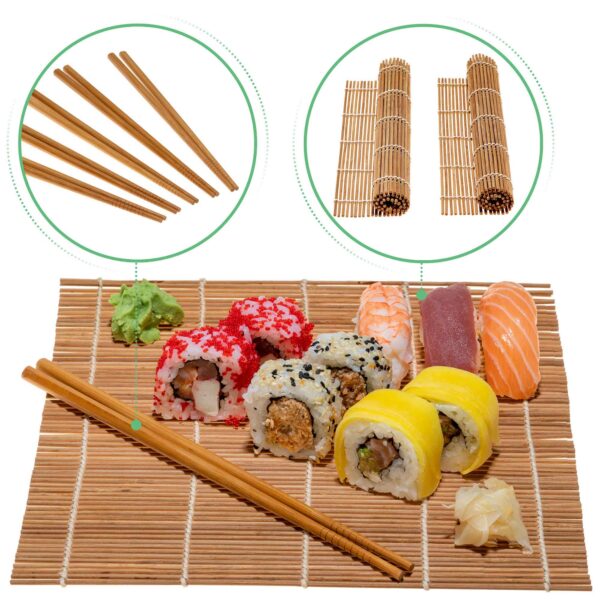 Shop Wyoming Bamboo Sushi Making Kit with 2 Sushi Rolling Mats, 5 Pairs of Reusable Bamboo Chopsticks, 1 Rice Paddle and 1 Spreader – Beginner Sushi Kit