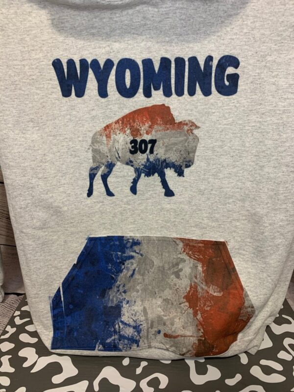 Shop Wyoming Wyoming 307 Hoodie red, white, and blue