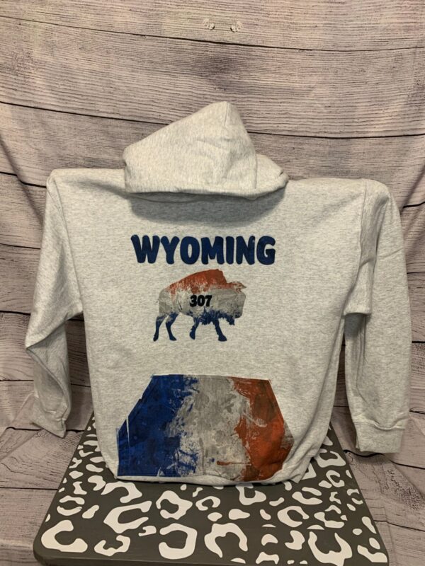 Shop Wyoming Wyoming 307 Hoodie red, white, and blue