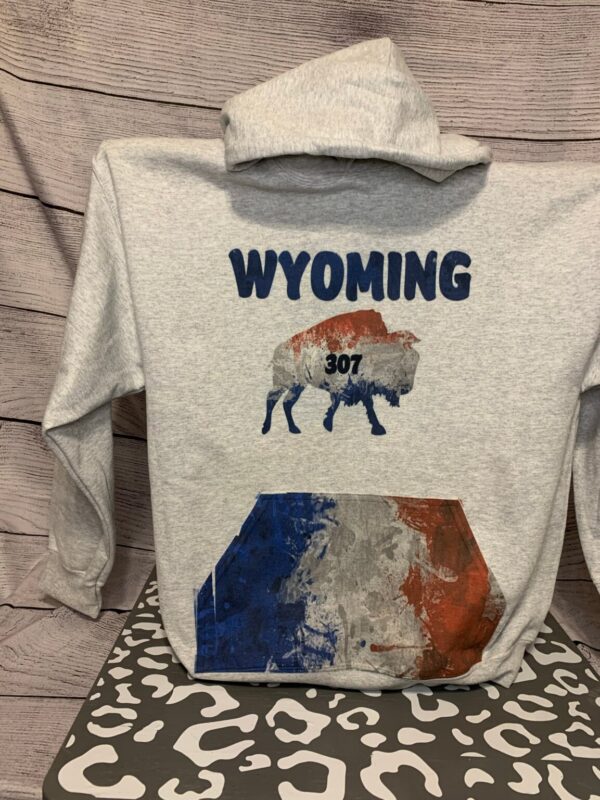 Shop Wyoming Wyoming 307 Hoodie red, white, and blue