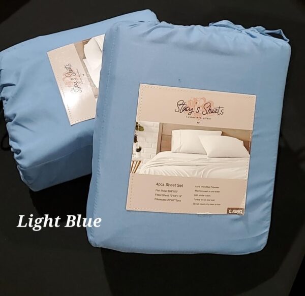 Shop Wyoming Luxurious Brushed Microfiber Bed Sheets – Light Blue