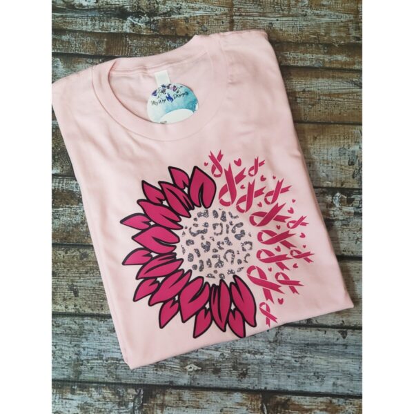 Shop Wyoming Buckin’ for a Cure~Cheetah Pink Ribbon Flower~ Tee