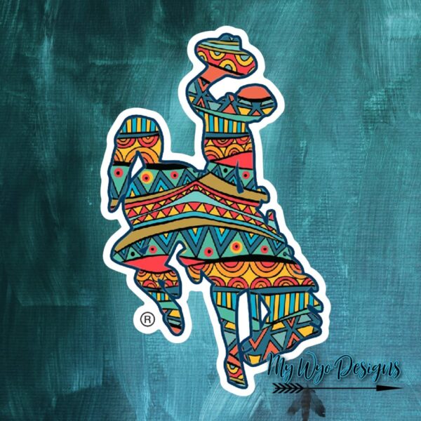 Shop Wyoming Bucking Horse & Rider®️Aztec Teal Decal*