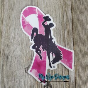 Shop Wyoming Buckin’ for a Cure Bucking Horse Decal Sticker