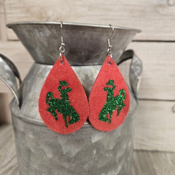 Shop Wyoming Bucking Horse & Rider®️ Suede Earrings  Red/Green