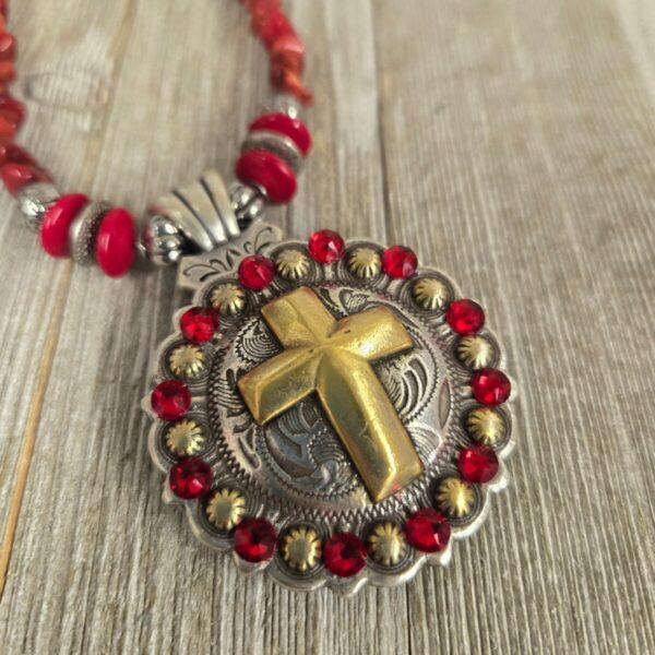 Shop Wyoming Red Coral Nugget Cross Concho Necklace