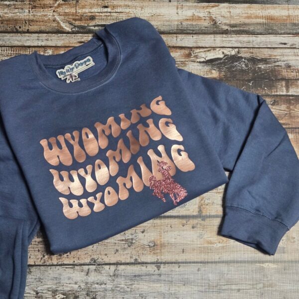 Shop Wyoming Wavy Wyoming ~Rose Gold~ Gildan Sweatshirt