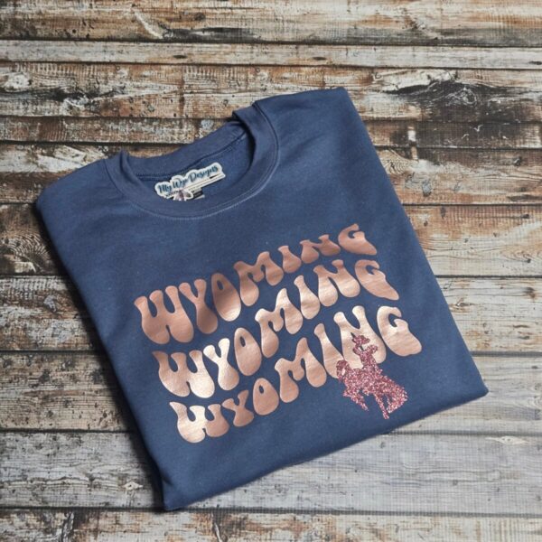 Shop Wyoming Wavy Wyoming ~Rose Gold~ Gildan Sweatshirt