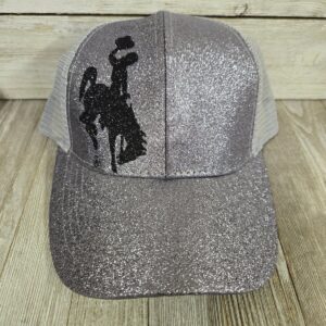 Shop Wyoming Ball Cap Bucking Horse & Rider®️ ~Silver Glitter