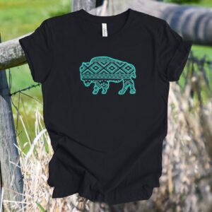 Shop Wyoming Aztec Buffalo ~ Bella Unisex Tee ~ Black