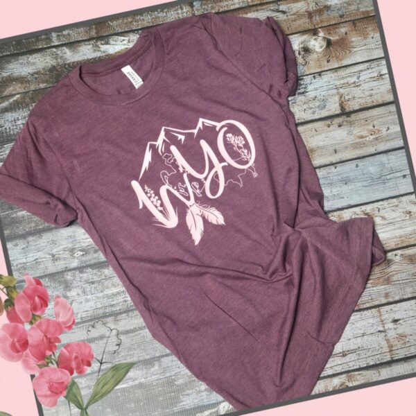 Shop Wyoming Icons of Wyoming~ Bella Unisex Tee ~ Heather Maroon