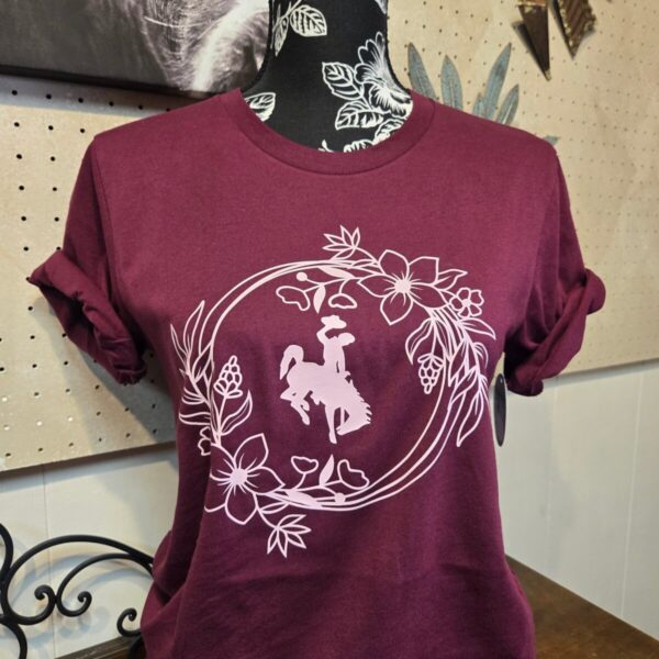 Shop Wyoming Mountain Wildflower Wreath & Steamboat ~Maroon Bella Tee