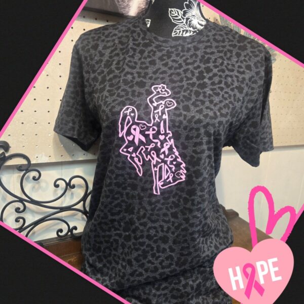 Shop Wyoming Buckin for a Cure~ Cheetah Unisex Cut Tee