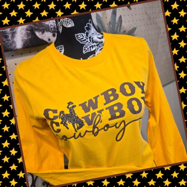 Shop Wyoming Those Cowboys! Gold Long Sleeved Tee