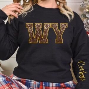 Shop Wyoming Black Faux Glitter Embrodiery Wyoming Crewneck