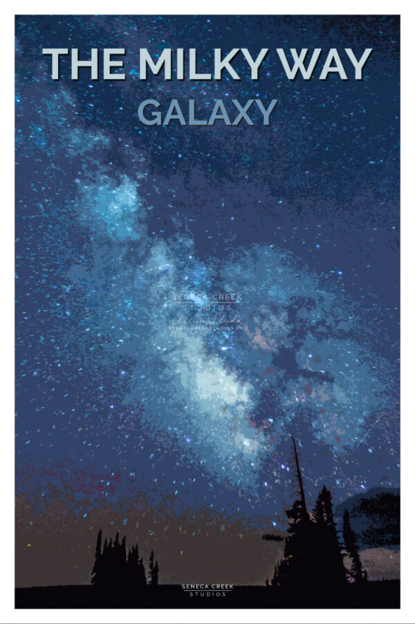 Shop Wyoming The Milky Way Galaxy, Dark Night Sky Stars 12×18 High Quality Vintage Poster Art Print – Original Artwork