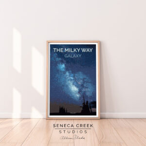 Shop Wyoming The Milky Way Galaxy, Dark Night Sky Stars 12×18 High Quality Vintage Poster Art Print – Original Artwork