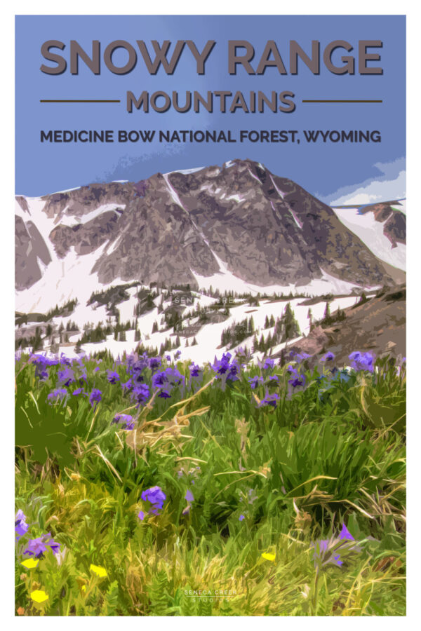 Shop Wyoming The Snowy Range Mountains Wildflowers, Medicine Bow National Forest 12×18 High Quality Vintage Poster Art Print – Original Artwork