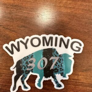 Shop Wyoming Exclusive Wyoming Teal Buffalo Design 3″ Sticker