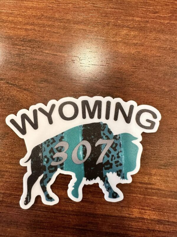 Shop Wyoming Exclusive Wyoming Teal Buffalo Design 3″ Sticker