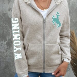 Shop Wyoming Grey hoodie with lace and turquoise Wyoming