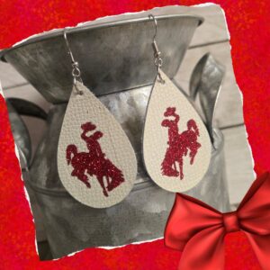 Shop Wyoming Bucking Horse & Rider®️ Leather Earrings  Nat/Red