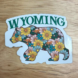 Shop Wyoming Floral Wyoming Bear Design 3″ Sticker