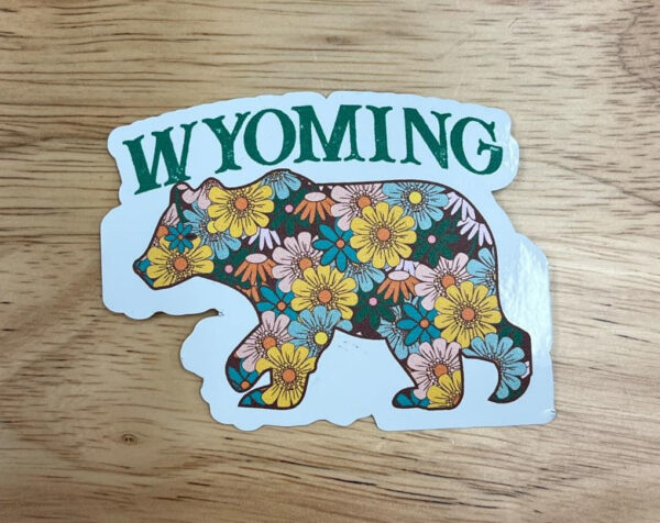 Shop Wyoming Floral Wyoming Bear Design 3″ Sticker